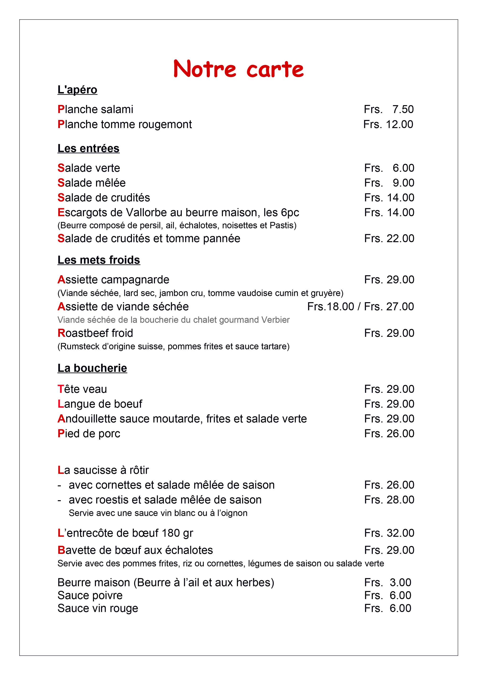 Carte Café de L'Europe 1