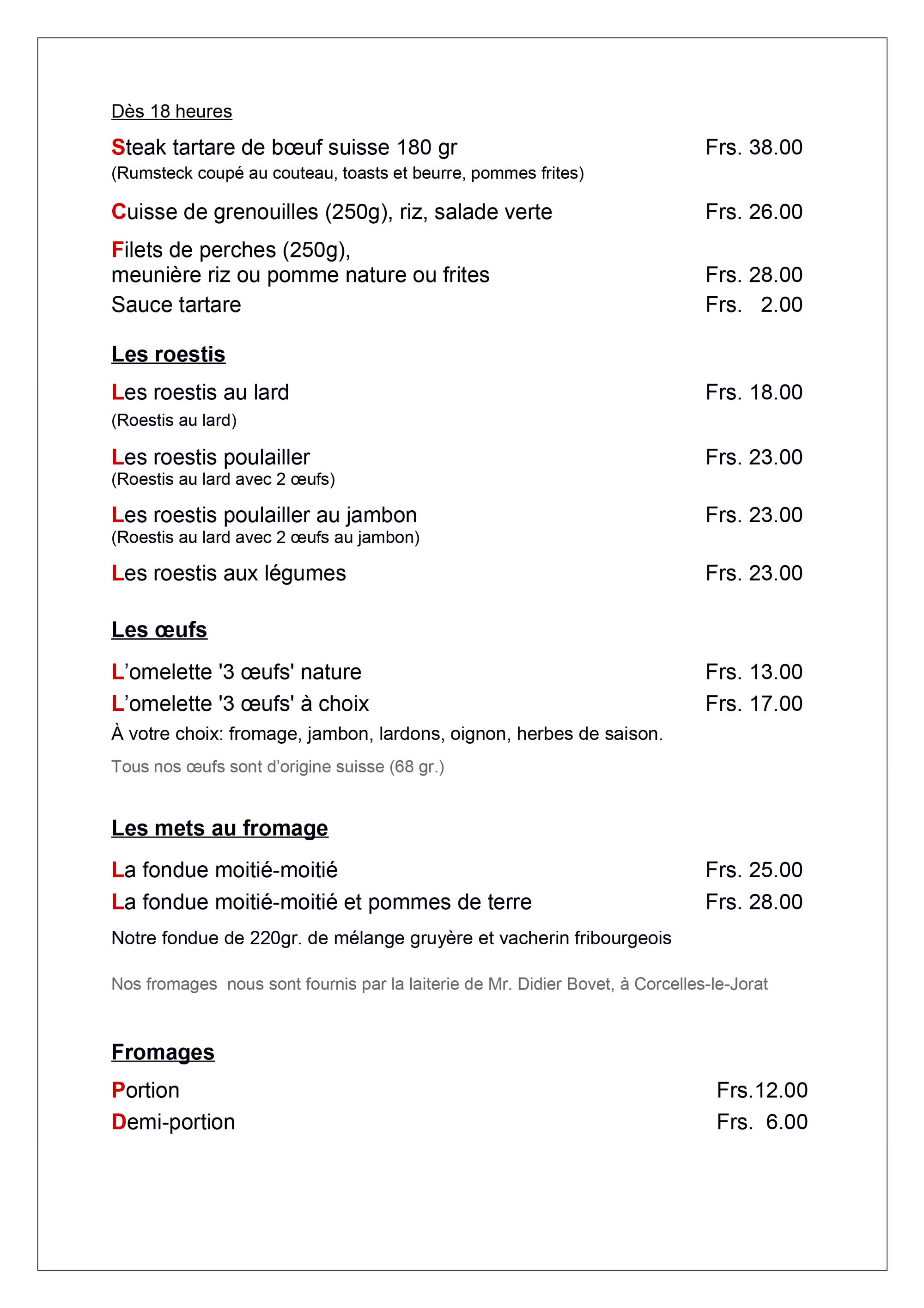 Carte Café de L'Europe 2